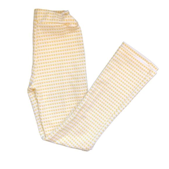 Urban Outfitters Yellow White Texture Checked Pattern Flare Leg Retro Pants - Picture 5 of 13